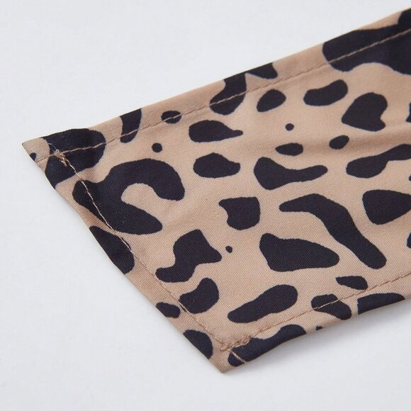 Khaki Casual Women's Leopard Print Twist Knot Mini Skirt - Picture 7 of 8